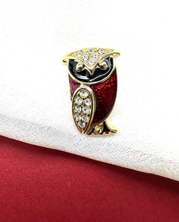 Krawattennadel Eule Brosche Wunderschöne schwarz … - image 1