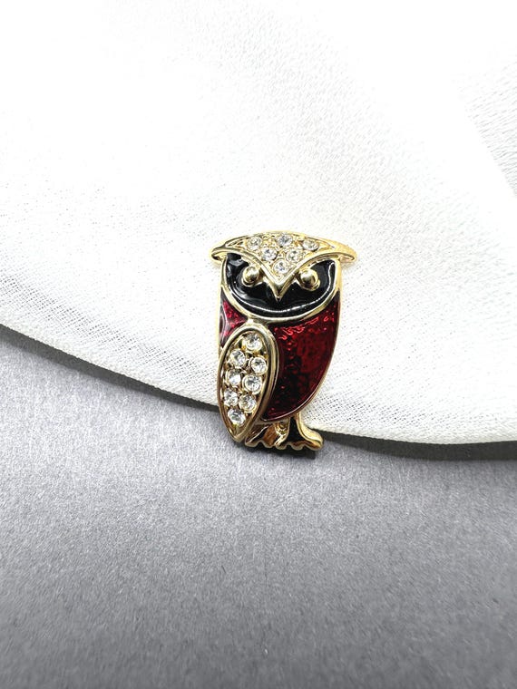 Krawattennadel Eule Brosche Wunderschöne schwarz … - image 4