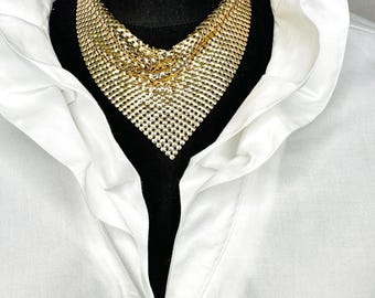 Vintage mesh necklace, retro 1980s disco necklace, light and sparklingly beautiful.