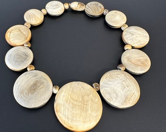 Collier de perles en bois vintage avec fermeture à vis Collier en bois noble original Boho Era