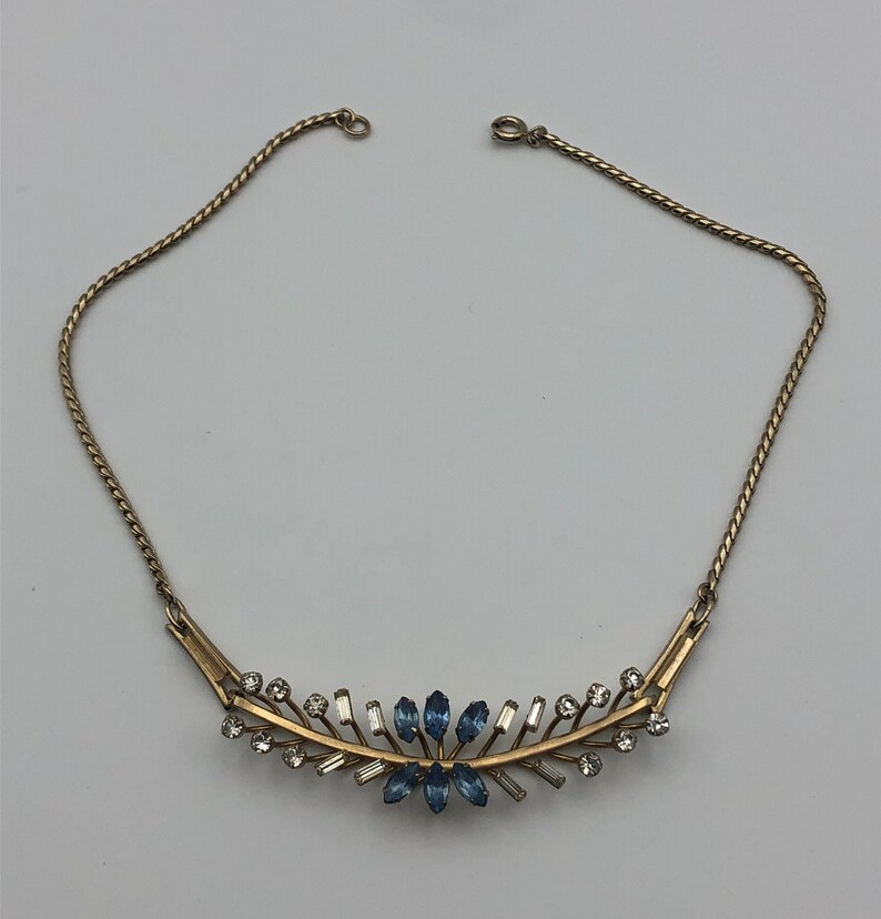 Baguette Strass Halskette wunderschöne Vintage 1950s Collier Kette Bild 3