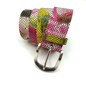 Colorful genuine leather women's belt, made in Germany, very good quality, can be closed at lengths of 82 - 84 - 87 - 89 - 91 - 94 cm. image 2