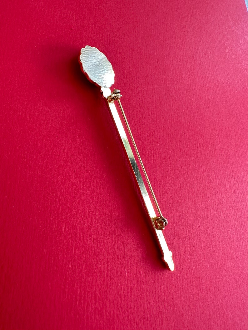 Broche en cristal Rivoli joliment décorée Broche vintage en plaqué or de 8,5 cm de long image 8
