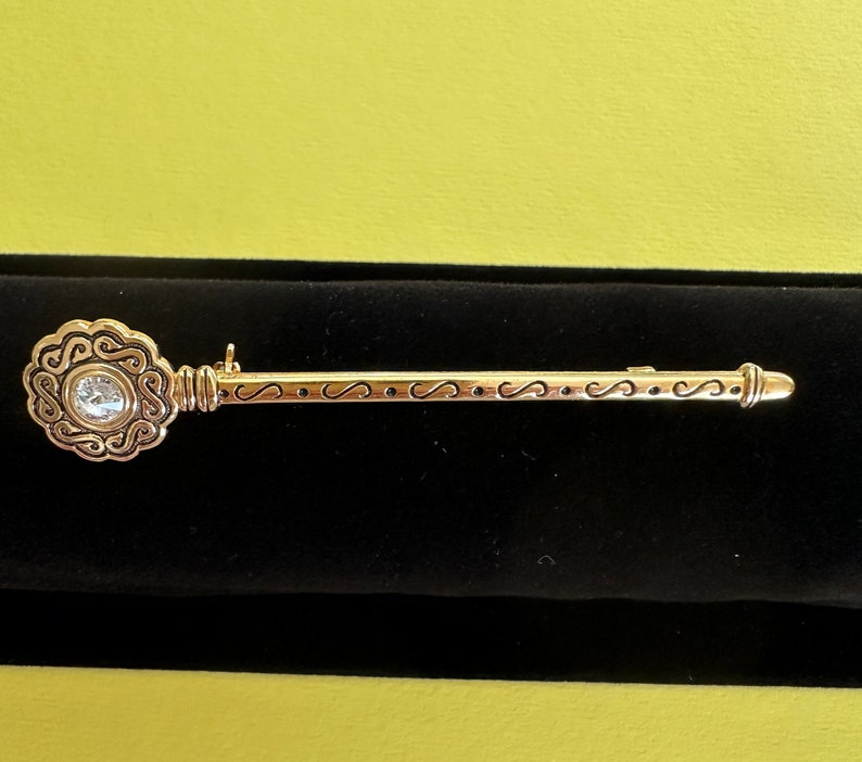 Broche en cristal Rivoli joliment décorée Broche vintage en plaqué or de 8,5 cm de long image 7