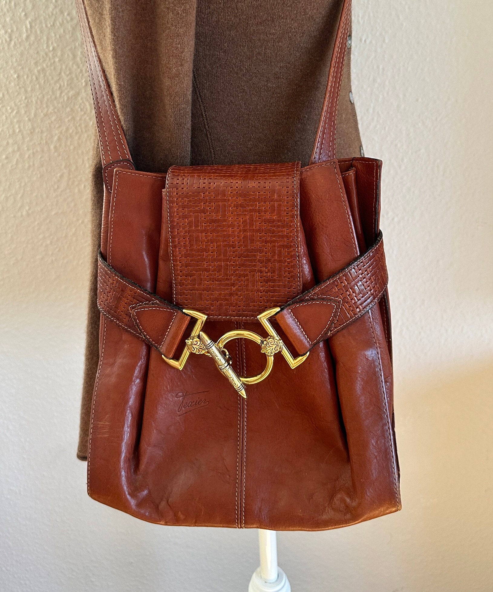 Vintage leather Bag made in France, Obilis Paris