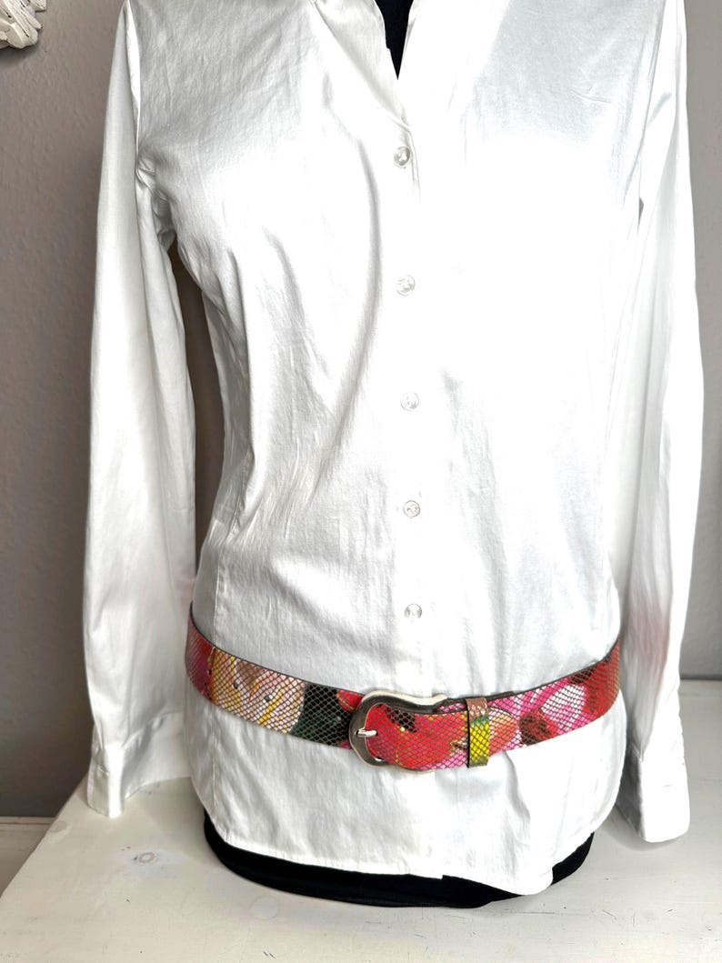 Colorful genuine leather women's belt, made in Germany, very good quality, can be closed at lengths of 82 - 84 - 87 - 89 - 91 - 94 cm. image 5