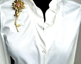 11.5 cm long rhinestone-encrusted brooch, original vintage 1950s flower brooch - rare and fantastically beautiful