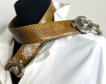 Vintage snakeskin belt, genuine snake leather, high-quality women's belt, very good quality, genuine snakeskin in beige light brown
