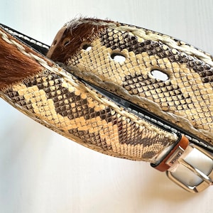 Schlangenleder Kuhfell Gürtel exklusiver Vintage Damen und Herren Leder Gürtel echt Pythonleder
