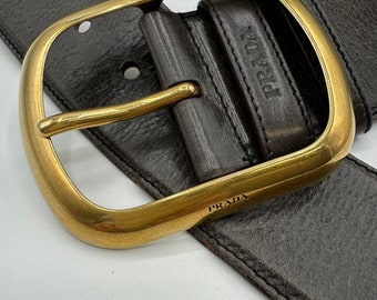 ベルト PRADA Crystal leather belt Gold Prada Logo Saffiano Leather Gem Stone Buckle Belt Black Gold