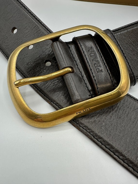 PRADA Leather Belt Vintage Haute Couture Designer Leather Belt in
