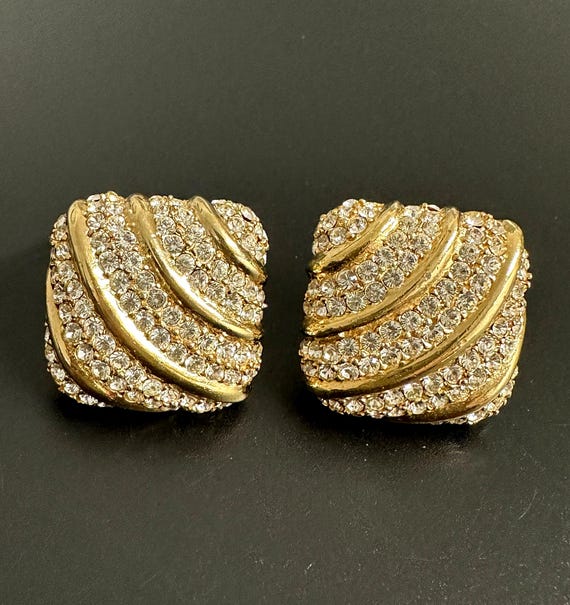 Boucles D’oreilles Clips Vintage Années 80 – Doré, Signature à Déterminer – 5,5 Cm – Occasion