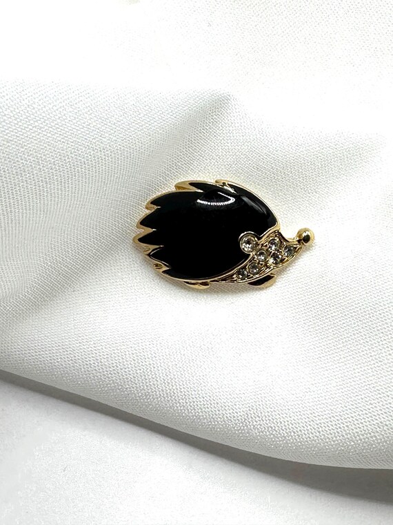 Hedgehog Tie Pin Brooch Beautiful black enameled … - image 7