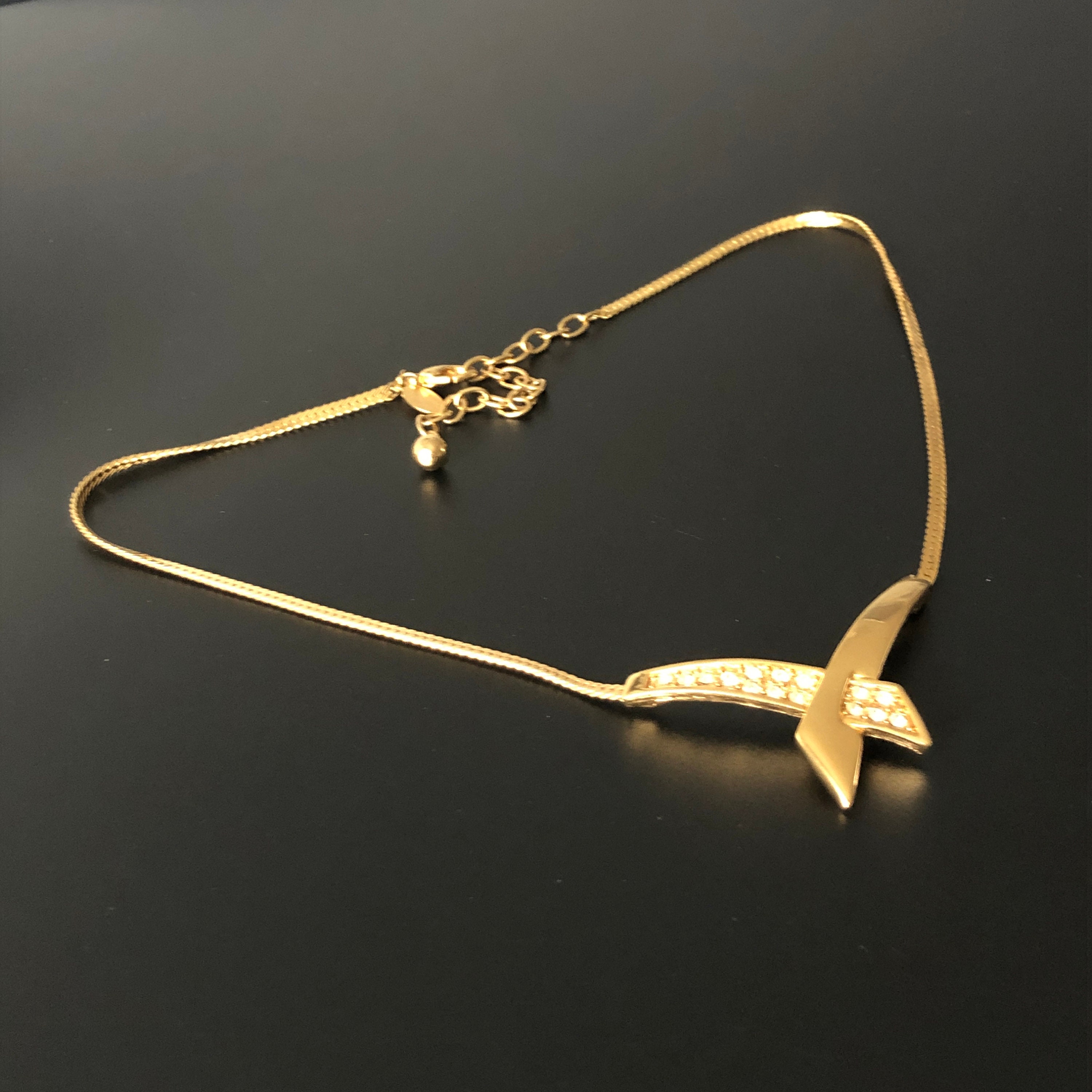 80s Vintage W Germany monotone × gold color design necklace