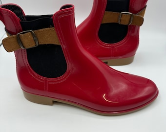 red Italy rain boots vintage bootie ankle boots