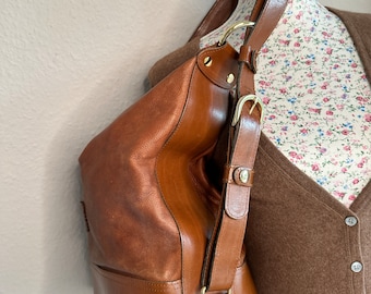 Crossbody bag shoulder bag bucket bag vintage genuine leather women's handbag high-quality bucket bag, Made in Italy