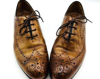 Chaussures Oxford BONTONI pour femmes, chaussures à lacets Budapester, talon de 2 cm, extérieur, intérieur et semelle en cuir, chaussures de luxe vintage, nouveau prix 1100,- EUR