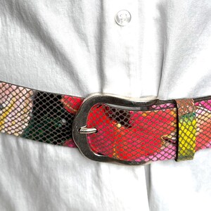 Colorful genuine leather women's belt, made in Germany, very good quality, can be closed at lengths of 82 - 84 - 87 - 89 - 91 - 94 cm. image 4