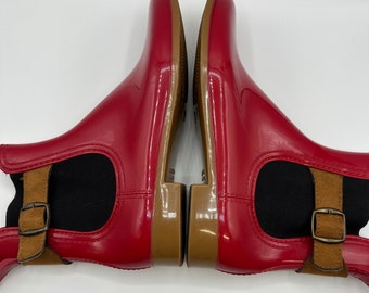 red Italy rain boots vintage bootie ankle boots
