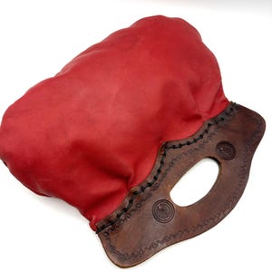 Vintage Clutch Handtasche Original Boho Era 1970s echte Leder Henkeltasche, Clutchtasche Damentasche 70er Jahre Mode