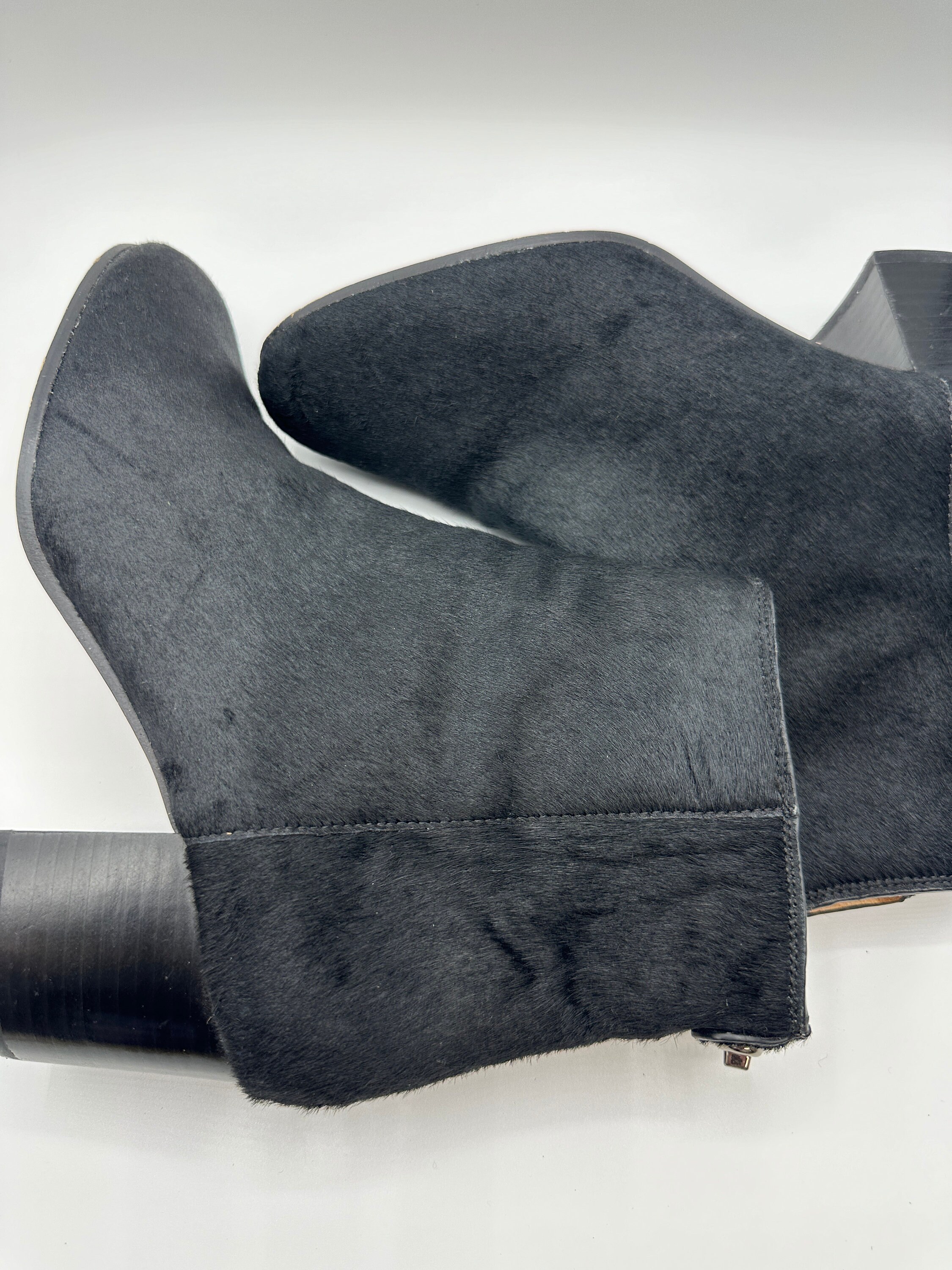 COACH Fur Ankle Boots Genuine Leather Black Vintage Fur Zip COACH Fur Ankle Boots Genuine Leather Black Vintage Fur Zip