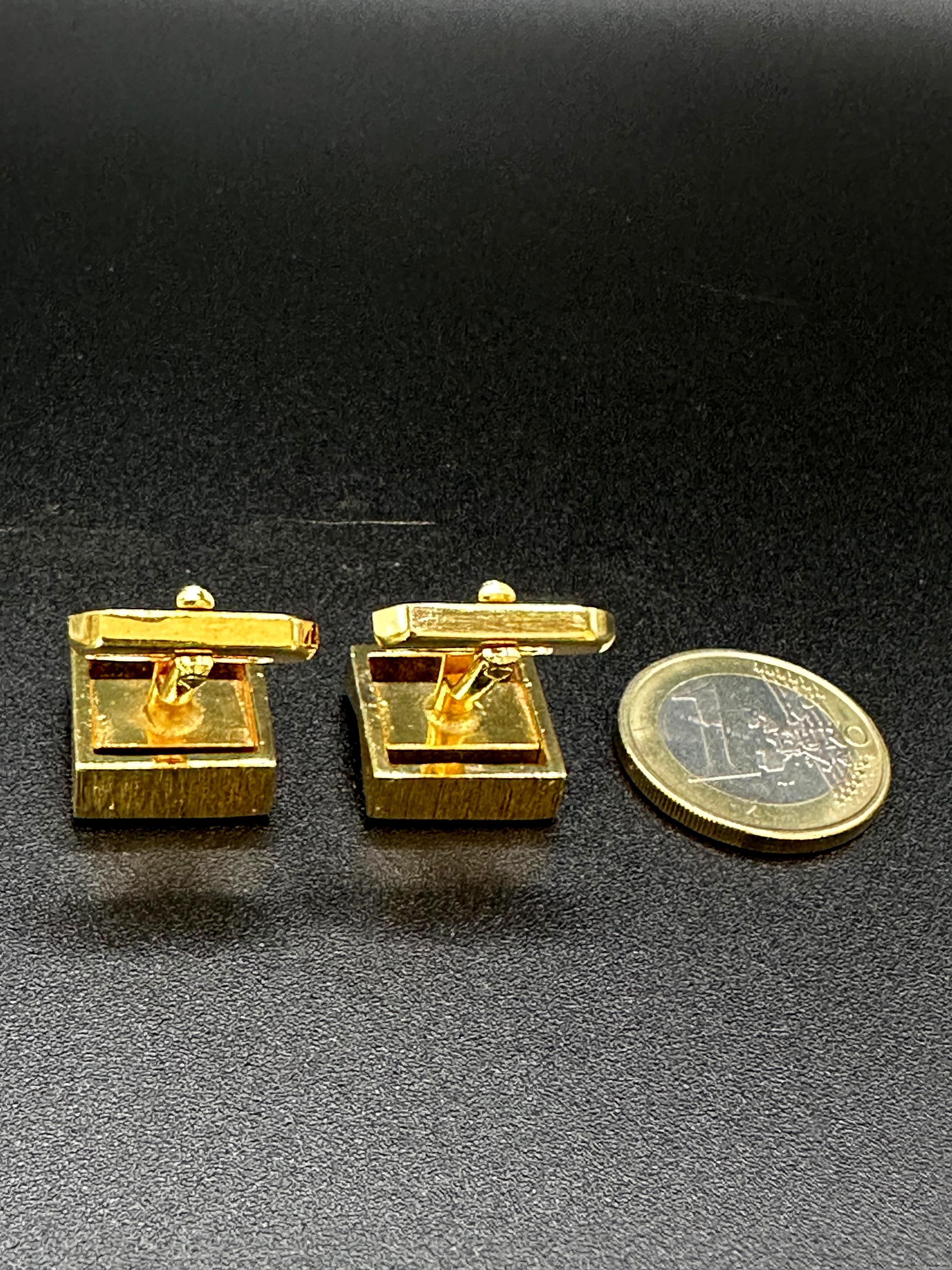 Boutons De Manchette Anciens ART DÉCO Plaqué Or FIX - Forme Carrée - Occasion Excellent état