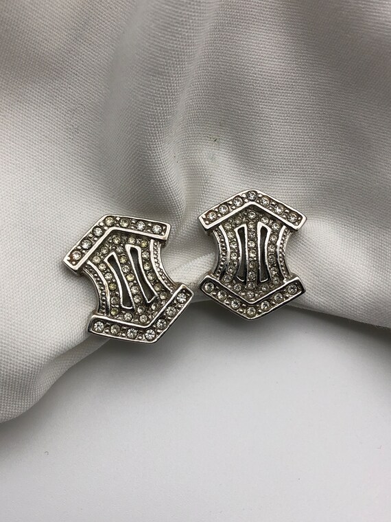 Jugendstil Strass Ohrclips Vintage 1950s wundersch