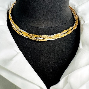 braided elegant necklace high-quality, gold-plated and silver-plated vintage necklace link chain, 85 cm long