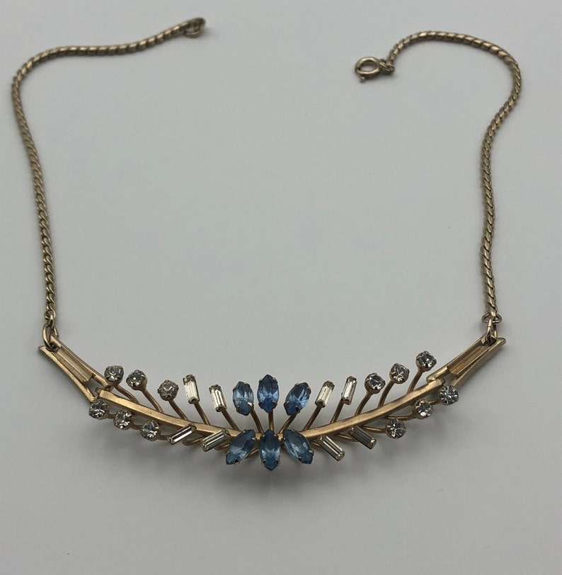 Baguette Strass Halskette wunderschöne Vintage 1950s Collier Kette Bild 2