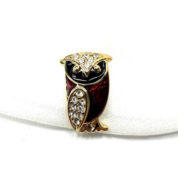 Krawattennadel Eule Brosche Wunderschöne schwarz … - image 3