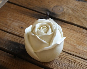 Rose handmade small concrete rose 7 cm x 9 cm with clear varnish