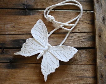 Butterfly with cord 13 x 15 cm, handmade concrete butterfly, decoration