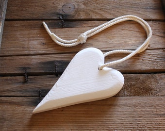 Heart in wood look (17 cm) with cord, handmade concrete heart, decoration