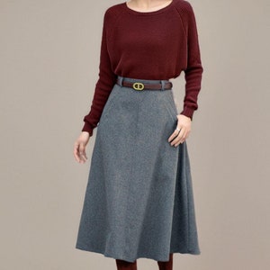 Gray Wool Midi Skirt, Wool Skirt, Winter Warm Skirt, A-Line Wool Skirt, Wool Skirt Women, Swing Skirt, Custom Skirt L0682
