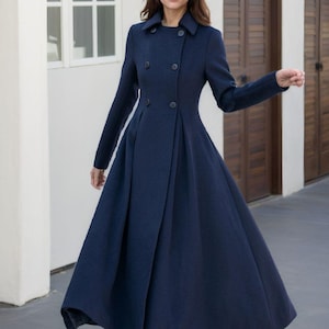 Navy Blue Wool Coat, Womens Wool Coat, Winter Coat, Maxi Navy Blue Wool Coat, Womens Wool Coat, Winter Coat, Maxi