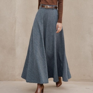 Gray Wool skirt, Winter Wool Skirt Women, Midi wool Skirt, A-Line Skirt, Elegant Skirt, High Waisted Skirt, Custom skirt L0683