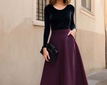 Wool Skirt, Winter Skirt Women, A-Line Wool Skirt, Long wool skirt, Womens wool skirt, Plus size wool Skirt, Custom skirt L0649