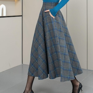 Plaid wool skirt, Wool skirt, Midi wool skirt, Womens wool skirt, Winter skirt women, Skirt with pockets, Party skirt, Custom skirt L0661