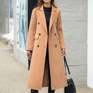 Camel Wool coat, Long wool coat, Wool warm coat, Trench wool coat, women&#39;s autumn winter wool coat, Womens Warm wool coat, Custom coat L0541