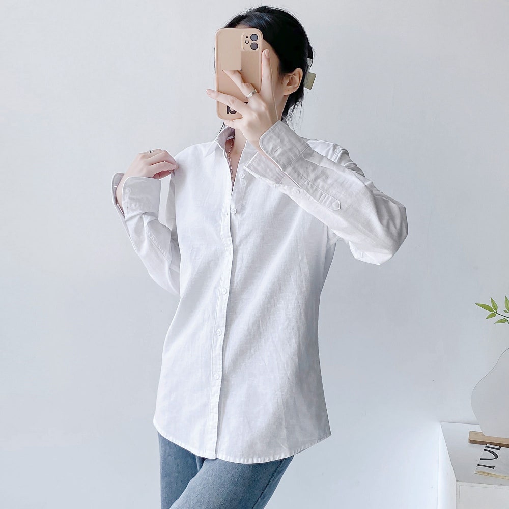 Metroz Style White Linen Shirt, Oversized Linen Shirt, Button Down Shirt, Classic Linen Shirt, Womens Shirt, Casual Linen Shirt, Custom Shirt L0192