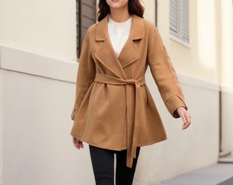 ジャケット・アウター CAEL handmade wool buckle short coat CAEL handmade wool buckle short coat FSLE 100% Wool Camel Color