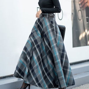 Plaid Wool Skirt, Wool Maxi Skirt Women, Winter Skirt women, A-Line Skirt, Warm Winter Skirt, Plus Size Skirt, Custom skirt L0538
