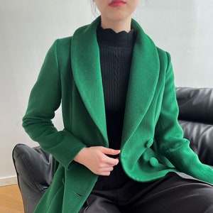 Wool coat, Green Long wool coat, Womens Wool Coat, Belted Wool Coat, Winter Coat women, Wool coat with pockets, Custom wool Coat L0272