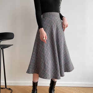  Falda pantalón midi plisada para mujer, de cintura alta, corte  A, línea A, plisada, a cuadros, para mujer, C2 : Ropa, Zapatos y Joyería