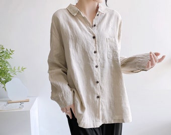 Linen shirt, Oversized Linen shirt, Button down shirt, Plus size Linen shirt for women, Womens shirt, Casual Linen shirt, Custom shirt L0194