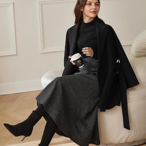 Gray Wool skirt, Midi Skirt, Winter wool Skirt, A-Line Wool Skirt, Wool Skirt Women, Winter skirt women, Pocket Skirt, Custom Skirt L0181