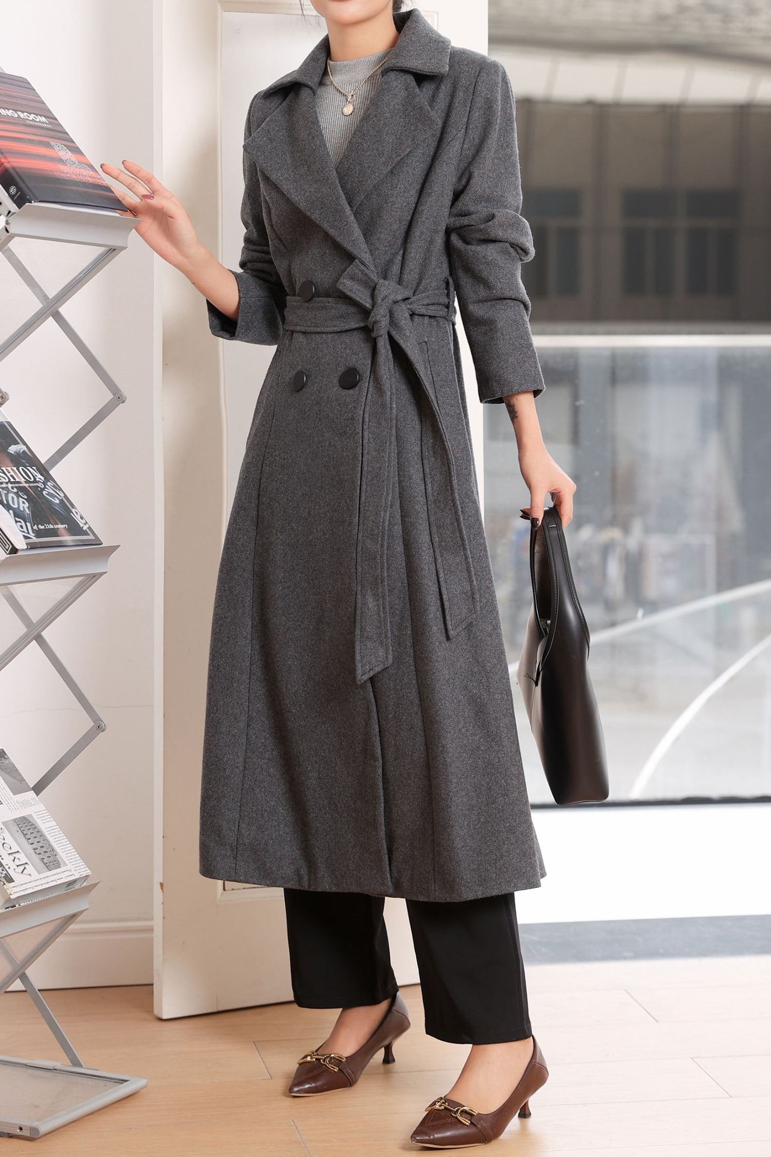 Gray Wool Coat, Womens Long Wool Coat, Winter Coat Women, Wool