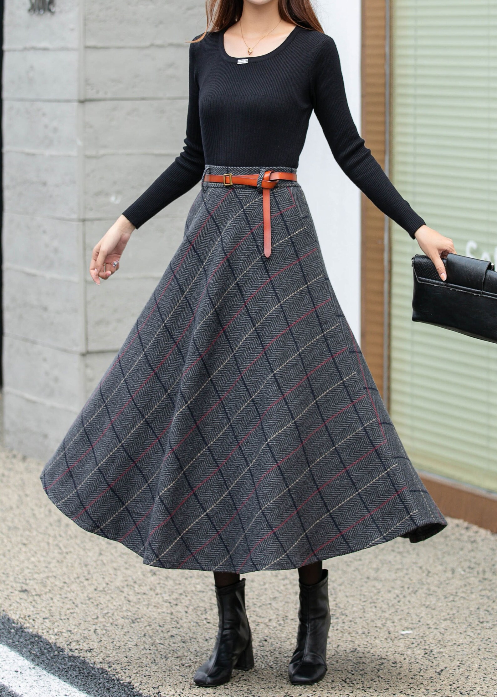 Plaid Skirt, Wool Skirt Women, Winter Skirt, Midi Skirt, A-line Skirt ...