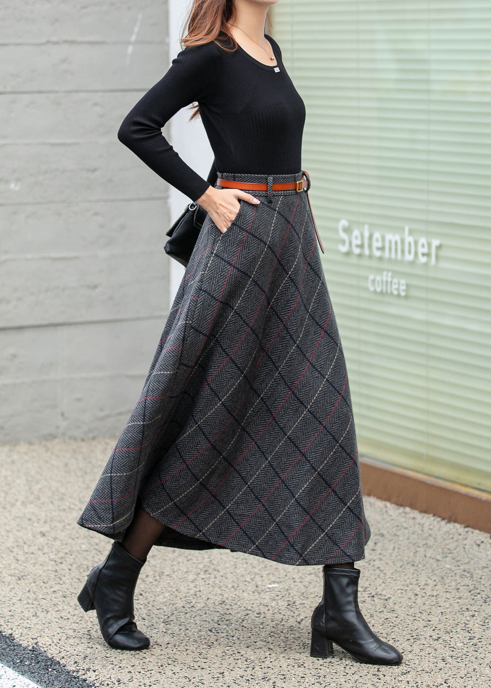 Plaid Skirt Wool Skirt Women Winter Skirt Midi Skirt - Etsy