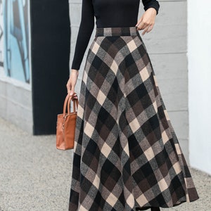 Plaid Wool Skirt, Wool Maxi Skirt Women, Winter Skirt Women, A-line ...